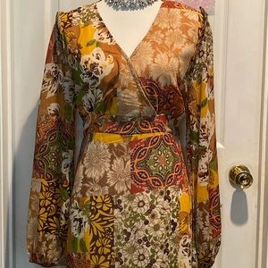 Floral Patchwork Long Sleeve Dress